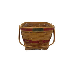 1995 Longaberger Christmas Collection Cranberry Basket w/Protector Red Trim